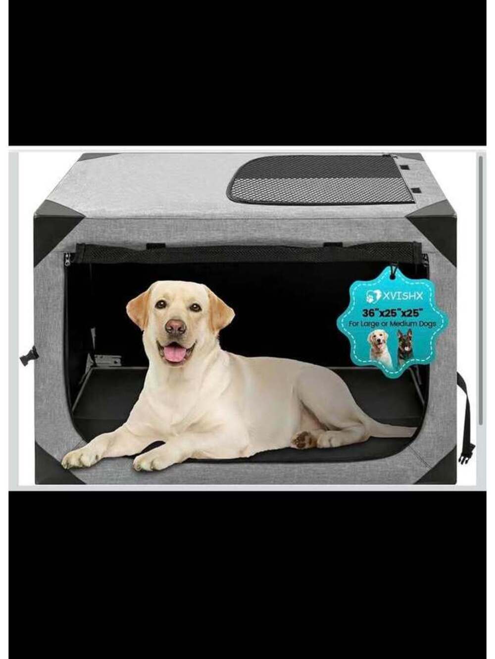 Portable Light Grey 36"x25"x25" Dog Crate, Foldable for Travel/Home - New in Box